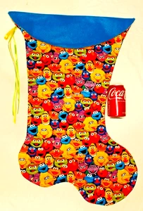 RIESIGER WEIHNACHTSSTRUMPF SESAMSTRASSE ALL OVER DRUCK, NEU HANDMADE USA - Bild 1 von 2