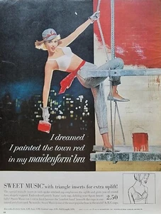 "Sujetador Maidenform ""Pintado Ciudad Rojo"" Vintage 1963 Moda Anuncio de revista - Imagen 1 de 1