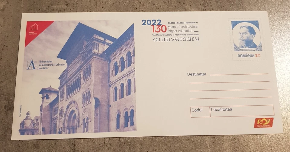 ROMÂNIA "ION MINCU" UNIVERSITY OF ARCHITECTURE AND URBANISM ENTIER POSTAL Foto 1 de 1