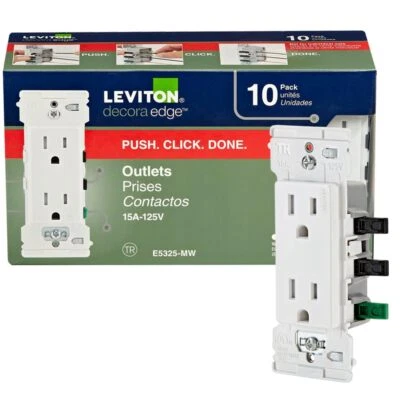 Decora Edge Electrical Outlet 10 Pack Fast Wiring Color Coded Lever Terminals - Image 1 of 4