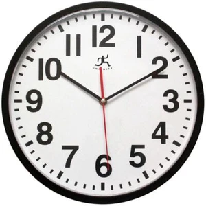 Clock 13 in. Round Pure Black Shatter-Resistant Lens Non-ticking Quartz Analog - Picture 1 of 4