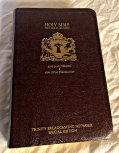 Holy Bible TBN Parrallel Bible KJV NLT Special Burgundy Leather - Foto 1 di 5
