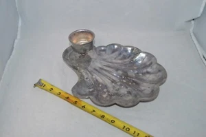 Silver Plate "SHELL DISH" WIth a PAW -Stand & Candle Place Serving Dish - Picture 1 of 2