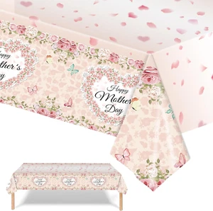 Mother'S Day Decorations Tablecloth 54” X 108”, Supplies Disposable Rectangular - Picture 1 of 5