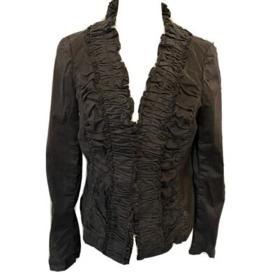 Mujer LONDON JEAN Chino Elástico Negro Volantes Chaqueta/Manga Larga. Talla 8 Foto 1 de 4