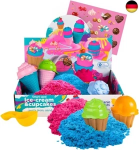 Genio Kids Knetsand 1kg Set Cupcakes & Eiscreme - Pink und Blau Sandknete - Bild 1 von 8