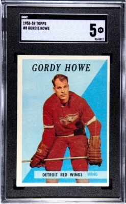 1958-59 Topps Gordon Howe (Misspelled Name) Error card SGC 5 “Mr. Hockey” - Image 1 of 2
