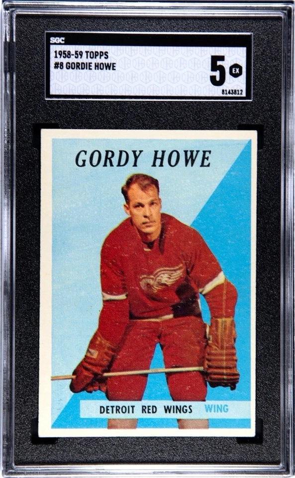 1958-59 Topps Gordon Howe (Misspelled Name) Error card SGC 5 “Mr. Hockey” - Image 1 of 2