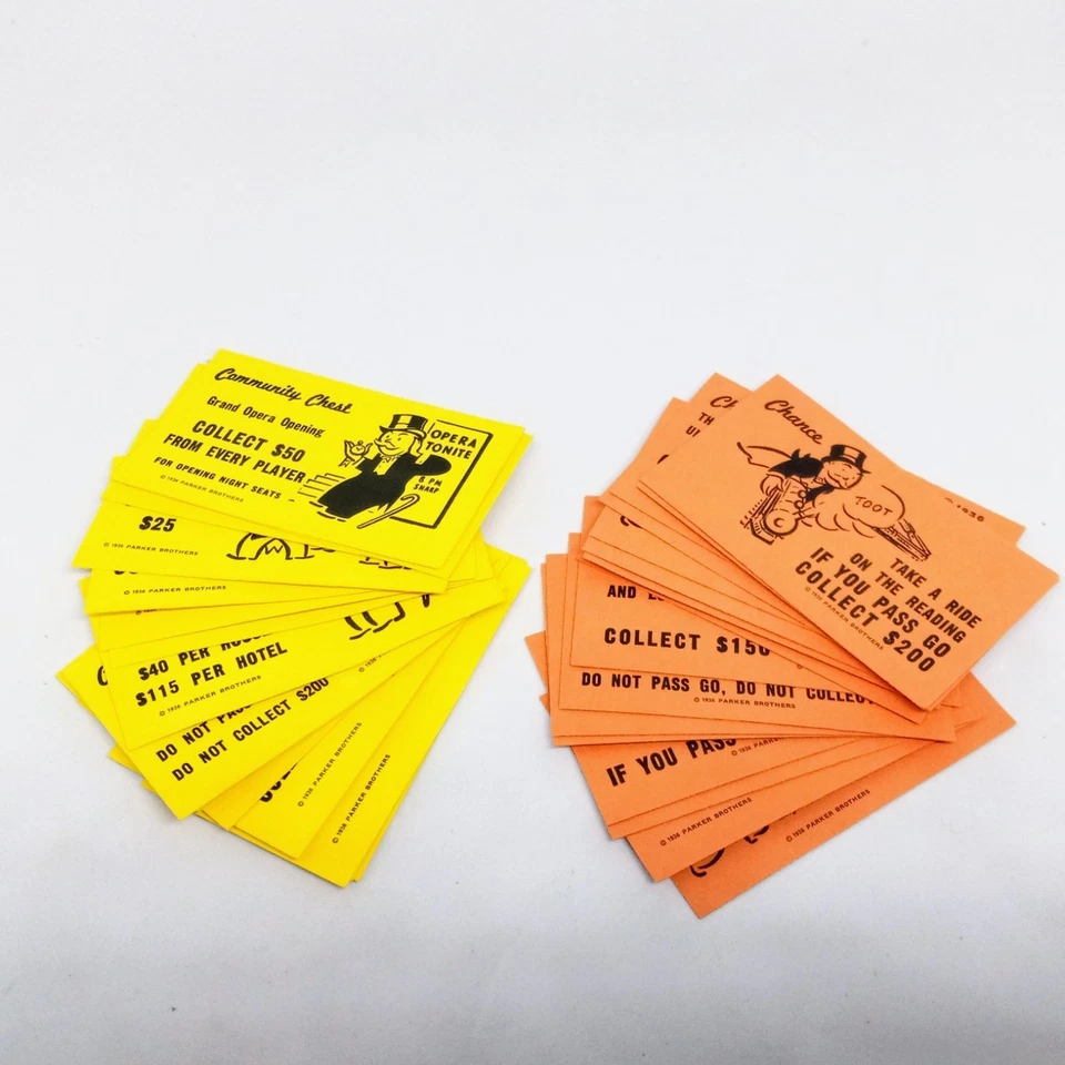 Monopoly 1985 Community Chest & Chance Card Reemplazos - Piezas de juego - De colección Foto 1 de 3