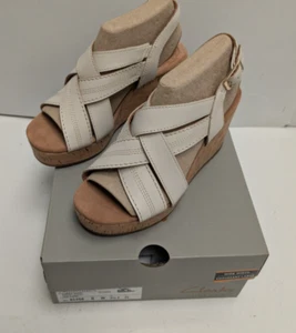 NEW Clarks Women's Sabina Sling Cream Leather size US 6 WIDE - Picture 1 of 4