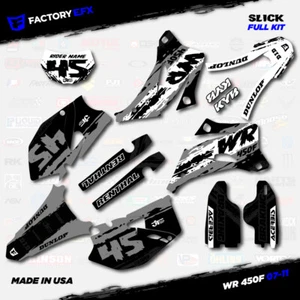 Gray & White Slick Racing Graphics Kit fits Yamaha WR450F 07-11 Decals WR 450F - Picture 1 of 5
