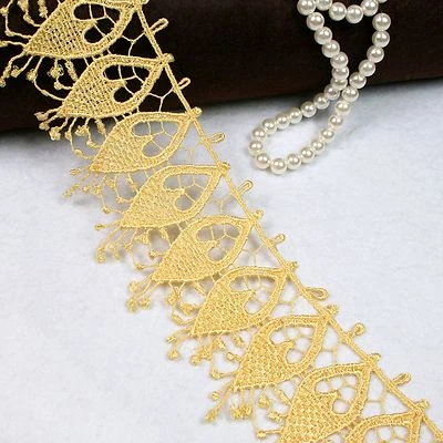 Nuevo 3" Verde Lila Gris Amarillo Lila Blanco Marfil Azul Venecia Encaje Ribete Por Yarda Foto 1 de 4