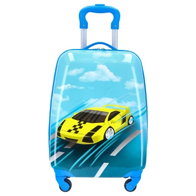 TheTrueC Kinder Trolley Hartschale Rennauto blau