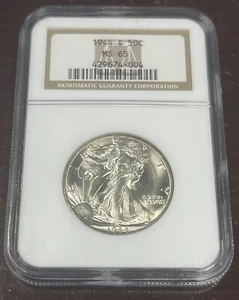 1944s Walking Liberty Half Dollar NGC MS65 - Nice Walker! - Picture 1 of 3