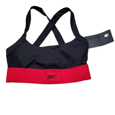 Sujetador deportivo deportivo deportivo Reebok x Cardi B con logotipo de bralette negro rojo para mujer talla XS Foto 1 de 4