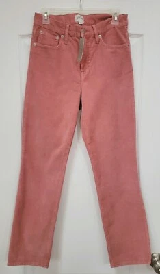 J Crew 裤子女式 28 码灯芯绒复古直粉色服装染色全新带标签 — 第 1/4 张图片