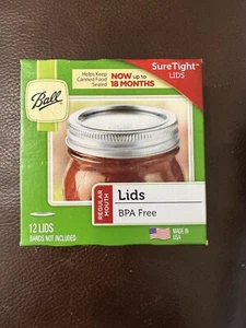3 x BALL Mason Canning Lids - Regular Mouth - 12 NEW Lid discs - BPA Free - Picture 1 of 3