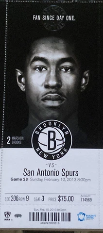 Nets 2013 Ticket Stub - Spurs 1st NBA Gm In Brooklyn Tony Parker 29 Points Cover