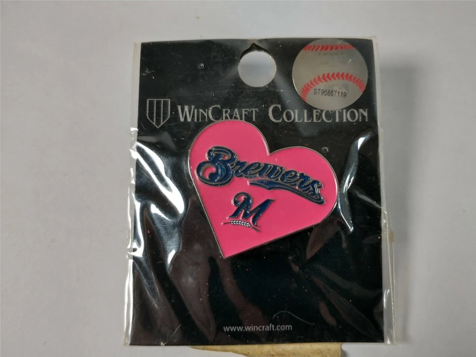 Milwaukee Brewers Hat Lapel Pin MLB Pink Heart - Image 1 of 3