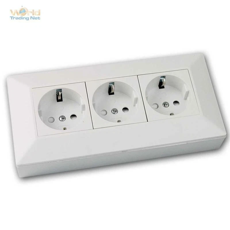 Steckdosenblock 3-fach weiß matt Aufbaumontage