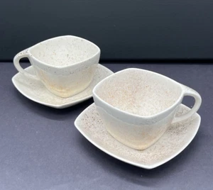 VTG Pair Square Cup Saucer Gold Splatter Speckle Atomic Age Retro 1960's MCM mod - Picture 1 of 22