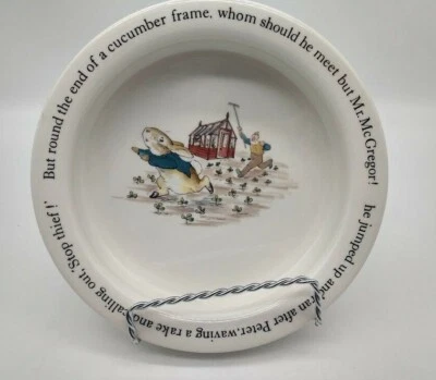 Beatrix Potter Peter Rabbit Childs Wedgwood Plato Cuenco Stop Thief Inglaterra Foto 1 de 4