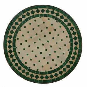 Marokkanischer Mosaik Beistelltisch Ø45 cm Grün Gartentisch Mosaiktisch rund