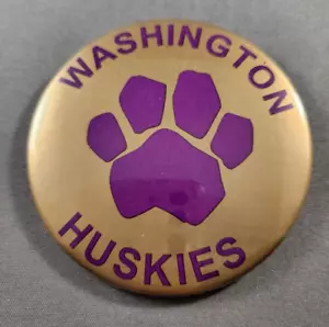 Spilla vintage University of Washington Huskies stampa zampa viola oro 3" - Foto 1 di 2