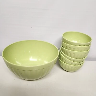 Juego de ensaladeras de melamina verde lima vintage Taiwán resina plástico moldeado años 80 Foto 1 de 4