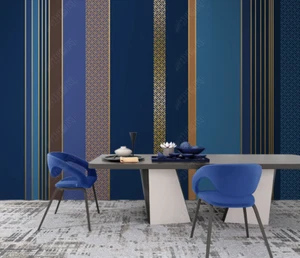 3D Blue Stripe Wallpaper Wall Mural Removable Self-adhesive 646 - Picture 1 of 3
