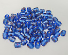 72 pcs Clear Blue Gilded Glass Lampwork VTG Craft Jewelry Beads 10mm Barrel