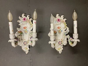 Von Schierholz German Porcelain Wall Sconces Pair - Picture 1 of 4