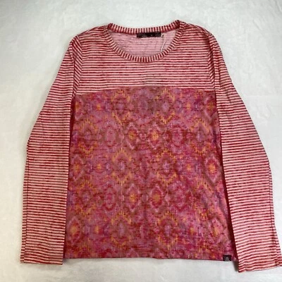 New Prana XL Dasia Top Pink Striped Geometric Pattern light red violet - Image 1 of 4
