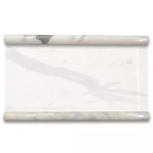 L18P Pencil Liner Statuary Statuario White Marble 3/4x12 Trim Tile Polished - Picture 1 of 5