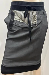 JEAN PAUL GAULTIER FEMME Grey & Black Wool Blend Elasticated Waist Pencil Skirt - Picture 1 of 9