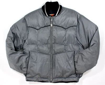 Años 80 De colección. Cómoda chaqueta acolchada occidental gris aislada de plumón EE. UU. nailon para hombre mediana Foto 1 de 4