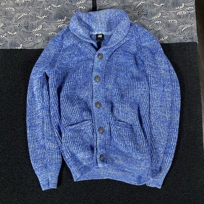Suéter de punto H&M cuello chal L azul botones bolsillos grueso abuelo núcleo Foto 1 de 4
