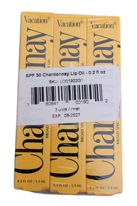Confezione 3 Olio Labbra Crema Solare Chardonnay Vacanze SPF 30 0,2 Oz 5,9 ml Lucido Ex 8/27 - Foto 1 di 15