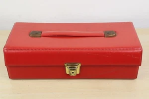 Retro 1980s Cassette Storage Padded Case Red Without Key for 15 Tapes Good Cond - Picture 1 of 10