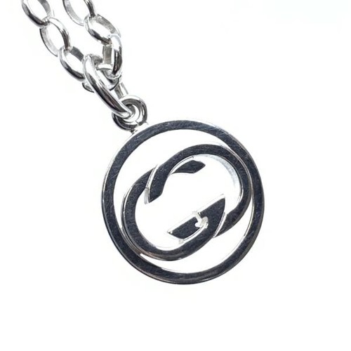 Y0715 Gucci Collana con Ciondolo Doppia G Argento 925 Catena Gioielli Donna
