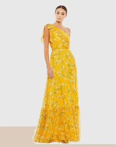 Ieena for Mac Duggal Maxikleid gelb Blumenmuster One-Shoulder-Schleife - Bild 1 von 10