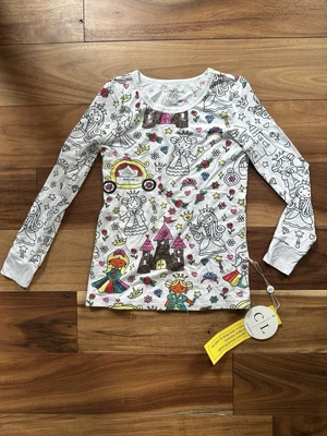 Top de pijama todo coloreable Caden Lane para niñas talla 7/8 solo princesa Foto 1 de 3