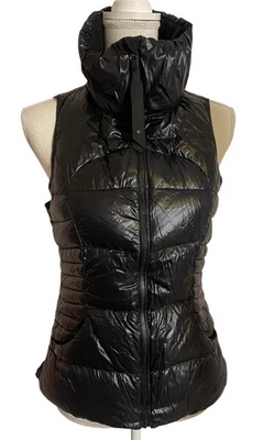 Chaleco Lululemon Fluffin Impresionante Plumón de Ganso Negro Brillante Talla 6 Puffer Esquí Embalable Foto 1 de 4