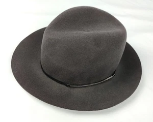 Janessa Leone Womens Wool Felt Fedora Hat Made In USA Gray Silver Metal Medium - Picture 1 of 10