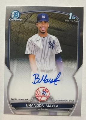 2023 BOWMAN CHROME BRANDON MAYEA 1ST ON-CARD AUTO - YANKEES - Image 1 of 2