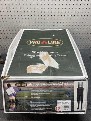 Pro Line Dark Brown Men's 7-14 Chest Waders With 12 Size Boots Fishing - Image 1 of 4