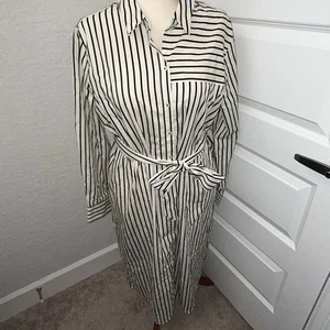 Nuevo Vestido Camisa Midi Chico’s Estampado Rayas Botones Talla 2.5/14 - Imagen 1 de 11