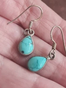 silver turquoise earrings pretty - Picture 1 of 1