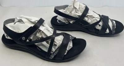 ABEO B.I.O.System BOBBIE Sandals Black Strappy Slingback Flats Size 8.5 Womens - Image 1 of 4