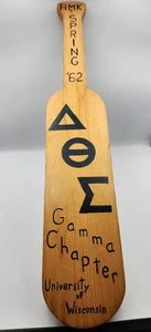 Vtg 62 Hand Signed Fraternity Paddle Delta Theta Sigma University Of Wisconsin  - Picture 1 of 5
